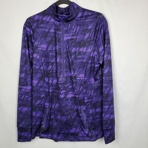 Exertek Women's Pullover Sz Large Purple Black Marble 1/2 Zip Polyester Spandex